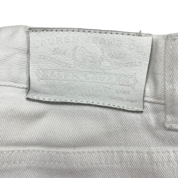 Lauren Jean Co.  Ralph Lauren 2 White Denim Jeans Cotton‎ Blend Classic Midcalf - Picture 2 of 7